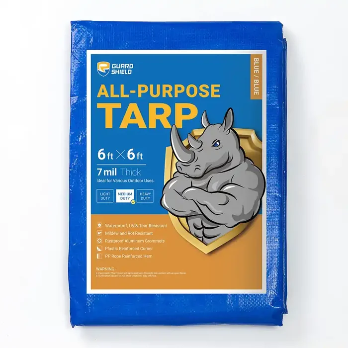 Guard Shield Blue Tarp Waterproof 10X14 Feet Medium Duty All Purpose Poly Tarps Cover 7Mil