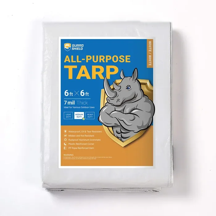 Guard Shield White Tarp Waterproof 10X12 Feet Medium Duty All Purpose Poly Tarps Cover 7Mil