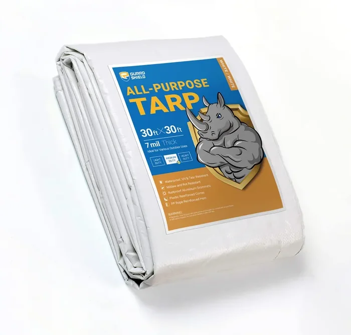 Guard Shield White Tarp Waterproof 30X30 Feet Medium Duty All Purpose Poly Tarps Cover 7Mil