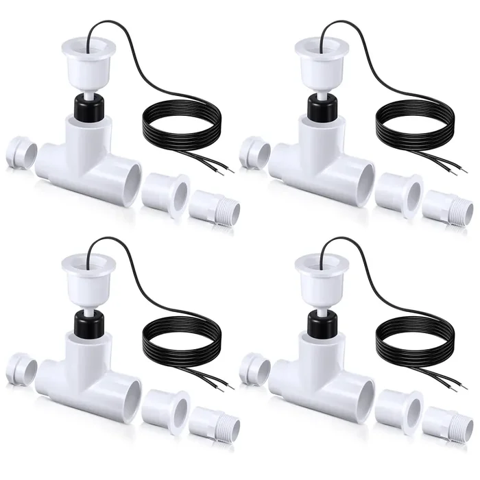 Gulfmew 4 Pack Ss1 Condensate Overflow Switch, Ss1 Float Switch T Shape With 3/4 Inch Adaptor And 6Ft Wire, Hvac Overflow Shut Off Float Switch For Hvac System, Detect Condensate Overflow
