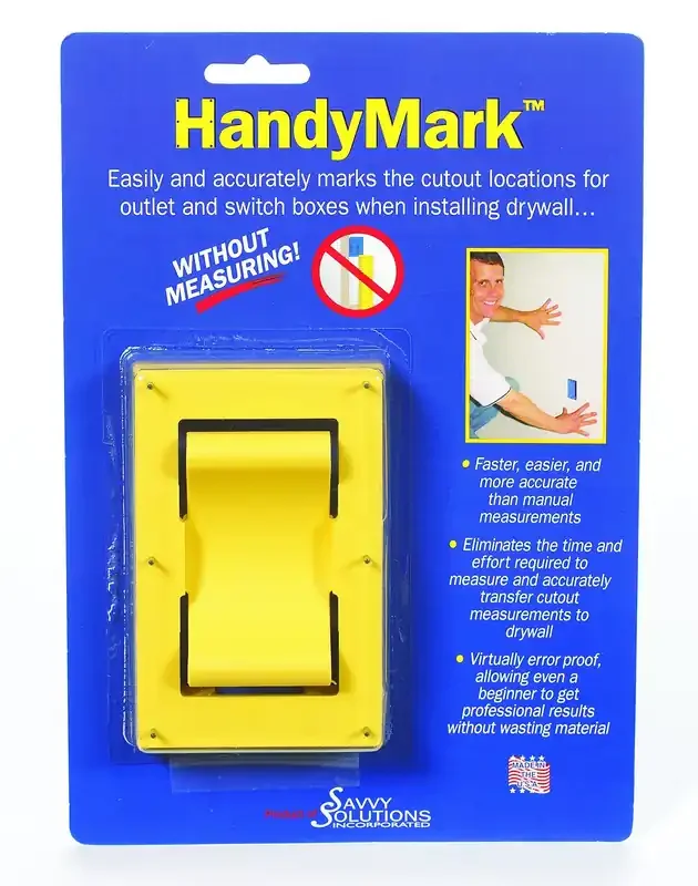 HandyMark Drywall Outlet Marker – Yellow ABS Plastic with Stainless Steel Pins, 1 Count (Pack of 1)