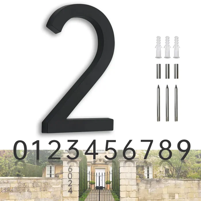 Hanpiu Floating House Numbers For Outside Address Numbers For House Numbers Outdoor Modern Black House Numbers 7 Inch Metal House Numbers Exterior- Large Door Number For House Home Street Address Numbers 2