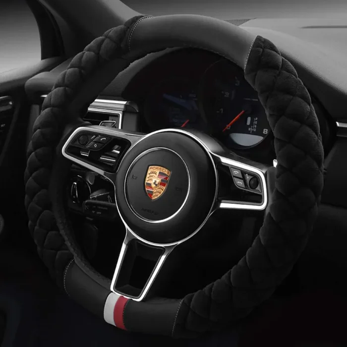 Haokay Fluffy Steering Wheel Cover Soft, Short Plush Black Steering Wheel Cover For Men And Women With Universal 14.5-15 Inch