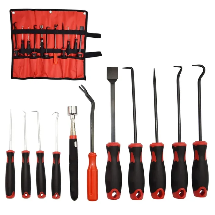 Hardk 11Pcs Hook And Pick Set Plastic Fastener Door Panel Remover Precision Scraper Gasket Scraping Hose Removal Puller Telescoping Magnetic Pick Up Tool Kit For Mechanic & Automotive & Electronic