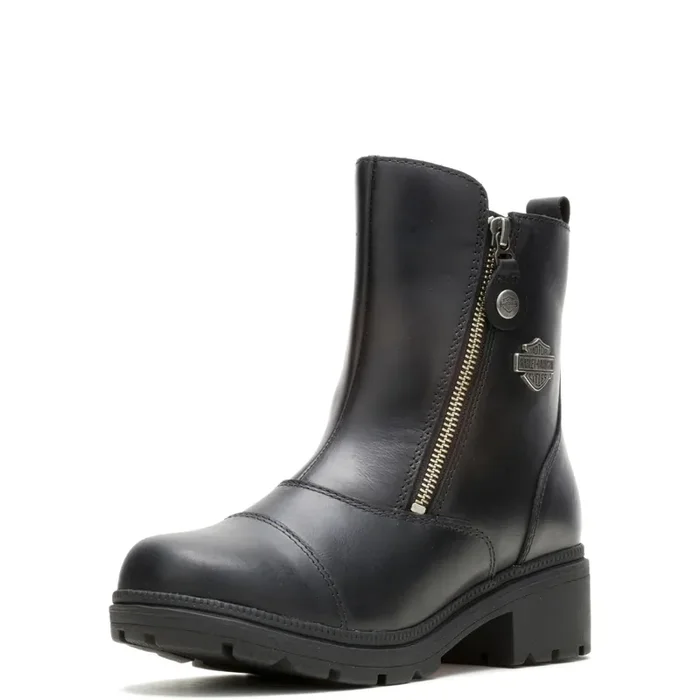 Harley-Davidson Women‘S Amherst Leather Motorcycle Casual Boot, Black, 8.5