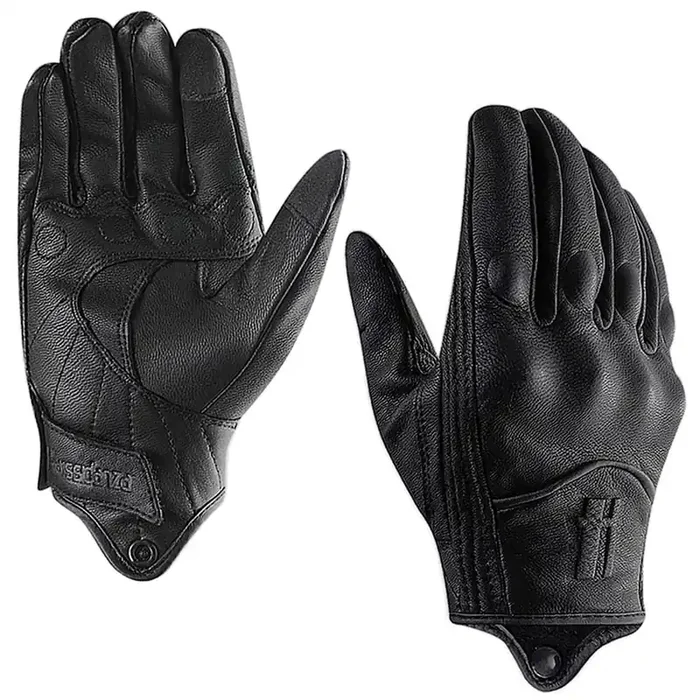 Harssidanzar Leather Motorcycle Glove,Womens Motorcycle Gloves Riding Gloves Driving Glove For Women, Motorbike Gloves,Powersports Gloves Touchscreen Gl016,Black,Size M