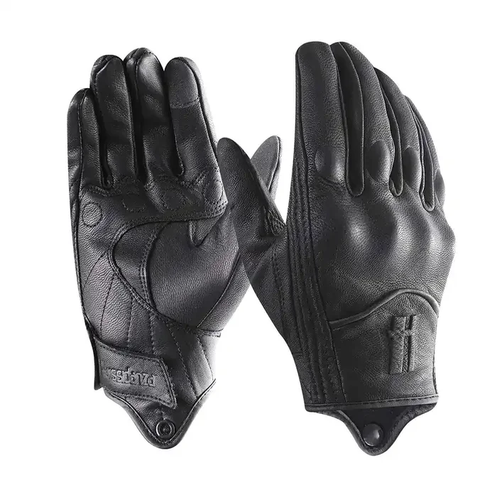 Harssidanzar Motorcycle Gloves For Men,Leather Touch Screen Riding Driving Gloves Gm028,Black, Size S