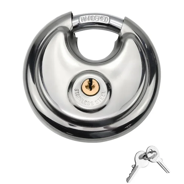 Helonge Disc Padlock With Key, Storage Unit Lock, Discus Pad Lock Heavy Duty Round Circle Lock For Warehouse, Garage, Gym, Storage Locker, And Outdoors