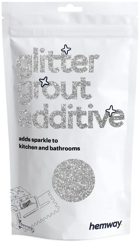 Hemway (Silver) Glitter Grout Tile Additive 100G For Tiles Bathroom Wet Room Kitchen Easy To Use – Add/Mix With Epoxy Resin Or Cement Based Grout Temperature Resistant