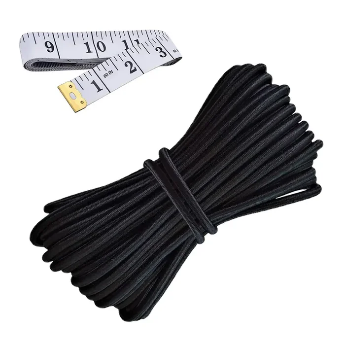 Hemylu Elastic Cord 1/8 Inch (3Mm) X 17Ft, Black Elastic String Bungee Shock Cord With Nylon Sleeve And Heavy Strength For Crafting Diy Sewing