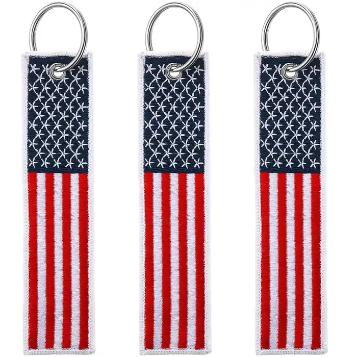 Hicarer 3 Pieces American Flag Keychain Tag With Key Ring 4 Of July Independence Day For Keys, Cars, Motorcycles, Backpacks, Luggage, And Present (Red, Blue)