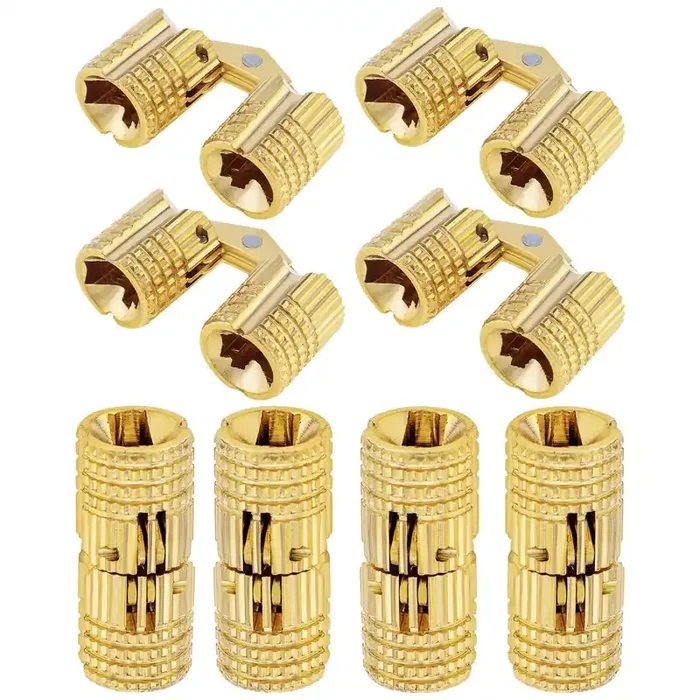 Hojlkld 8Pcs 8 Mm Hidden Brass Barrel Hinges, 180 Degree Opening Angle Concealed Furniture Hinges For Diy Jewelry Box Hand Craft (8, 8Mm)