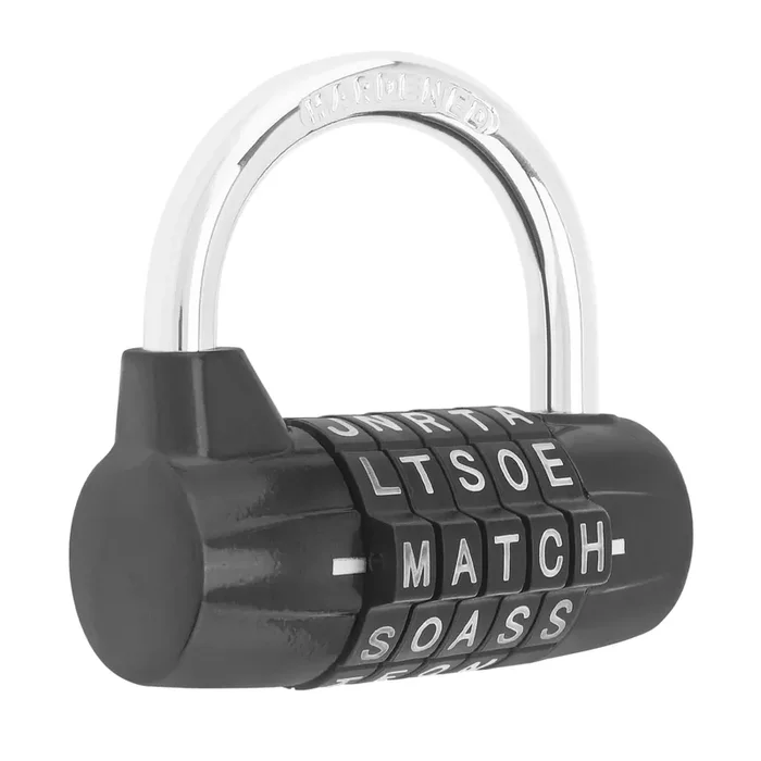 Hojlkld Gym Locker Lock 5 Letter Word Lock Safety Padlock Combination Lock For School Gym Locker,Sports Locker,Fence,Toolbox,Case,Hasp Storage (Black)