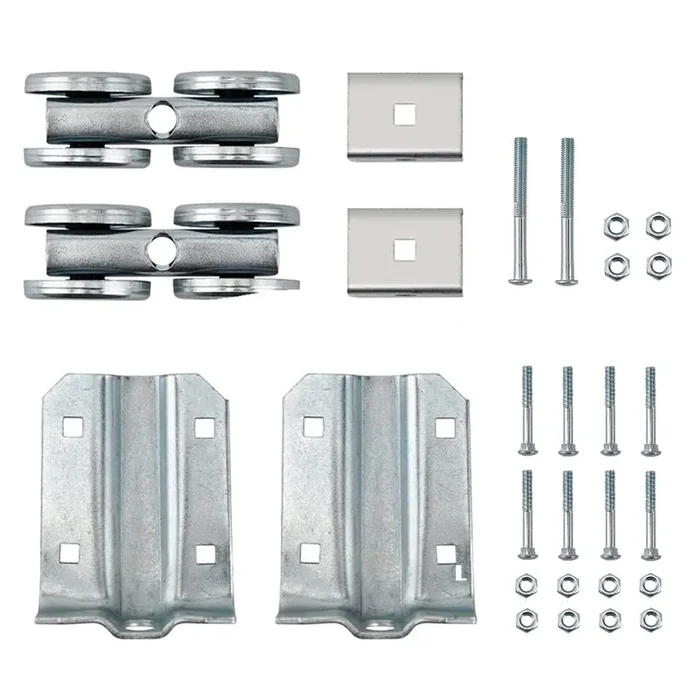 Home Master Hardware Box Rail Hanger Kit 2 Set,Exterior Barn Door Hardware Kit,Each Rated Safe Working Load 225 Lbs,Zinc Plated