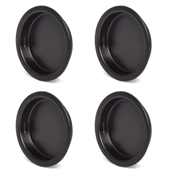 Homotek 4 Pack Closet Door Finger Pull 1-3/4”, Black Small Size Easy Snap In Installation, Fits A 3/8”Depth X 1-3/4‘ Diameter Opening Hole