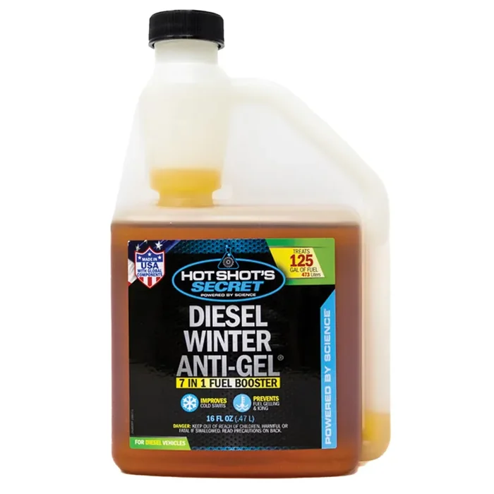 Hot Shot‘S Secret Diesel Winter Anti-Gel– 16 Oz Squeeze, 7-In-1 Diesel Fuel Additive – Prevents Gelling And Fuel Line Freeze-Ups – Boosts Cetane – Cleans Injectors – Improves Performance, Amber
