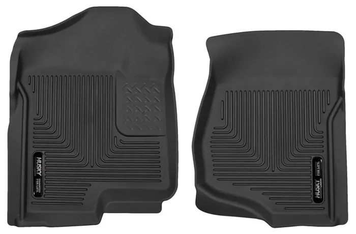 Husky Liners X-Act Contour Floor Mats Fits 2011-2016 Ford F-250/F-350 Crew Cab & Supercab Without Drivers Side Foot Rest Vehicle Or Manual Transfer Case Shifter Front Row, 2-Pc Black – 53301