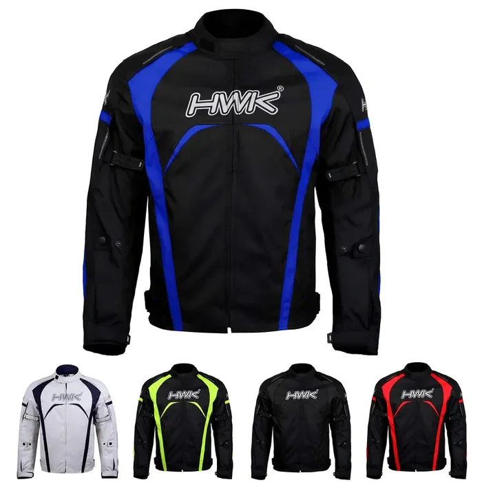 Hwk Motorcycle Jacket Men‘S Riding Textile Racing Motorbike Hi-Vis Biker Ce Armored Water Resistant Jackets (Blue, 3Xl)