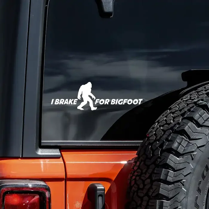 I Brake For Bigfoot Decal Vinyl Sticker Auto Car Truck Wall Laptop White 5.5″ X 1″