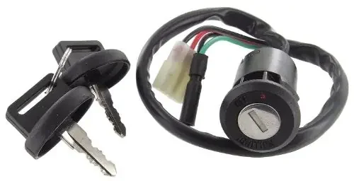 Ignition Key Switch Compatible With/Replacement For Honda Trx200D Trx 200D Fourtrax Atv 1991-1997 5100-Hm8-000, 35100-Hn6-A30 Four Wires, Three Pin Connector, Two Keys Included