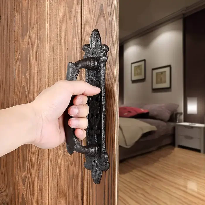 Iniret 2 Packs Heavy Duty 8.9‘ Barn Door Handles,Dark Brown Cast Iron Rustic Vintage Gate Fence Outdoor Garage Closet Drawer Cabinet Handles