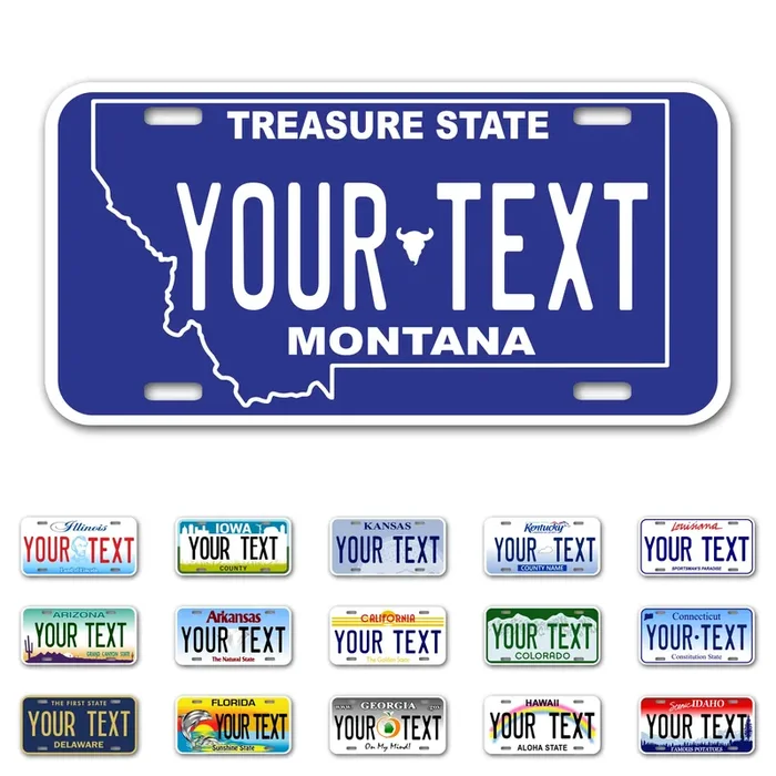Inkmyplate Personalized Montana Car License Plate 12X6 Inch Select From All 50 States 3 Sizes Custom Plate For Front Car Bumper Personalized Car Tags Usa Thick .040 Aluminum