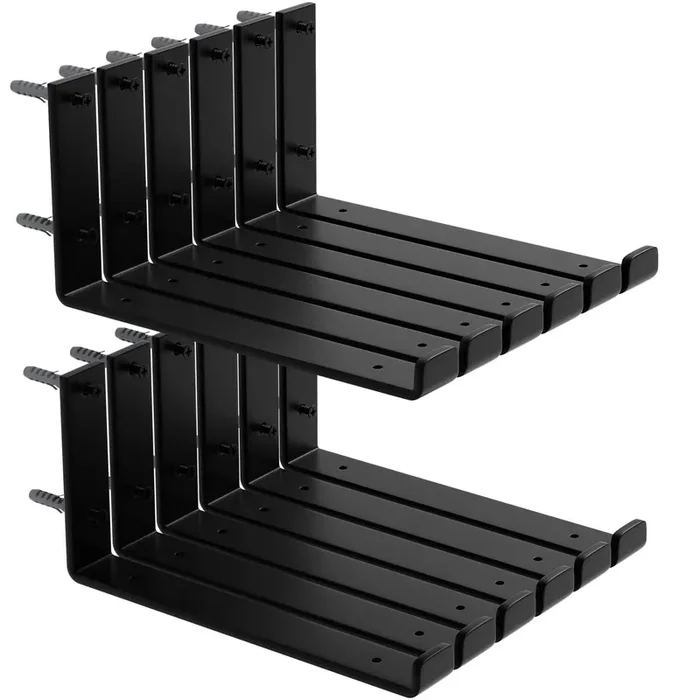 Isoker 12 Pack – 11.25‘L X 6‘H X 1.5‘W Shelf Bracket, 1/5” Thick Iron Metal Wall Floating Shelf Bracket, Rustic Industrial J Lip Shelf Bracket