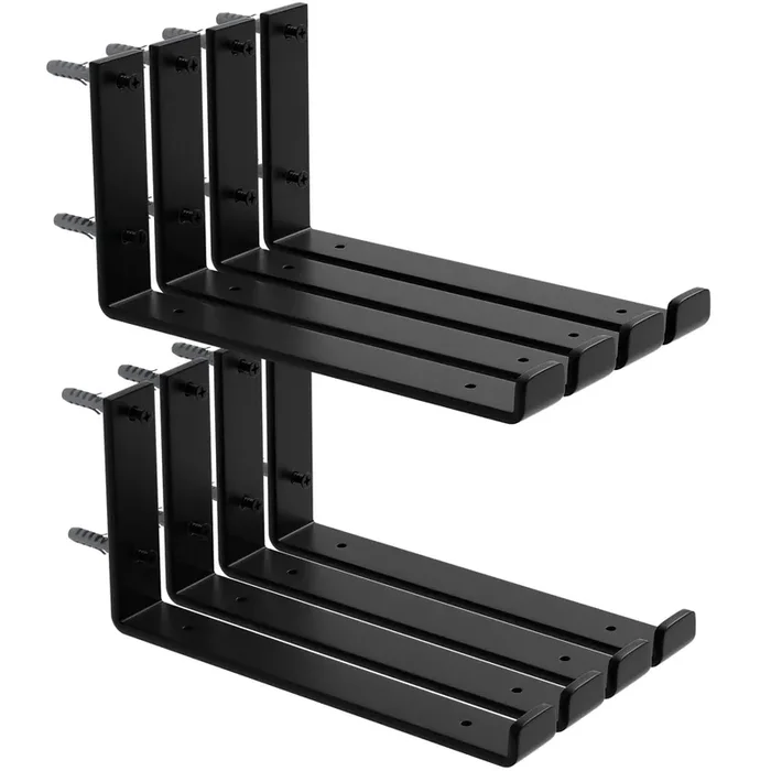 Isoker 8 Pack – 11.25‘ L X 6‘ H X 1.5‘ W Shelf Bracket, 1/5” Thick Iron Metal Wall Floating Shelf Bracket, Rustic Industrial J Lip Shelf Bracket