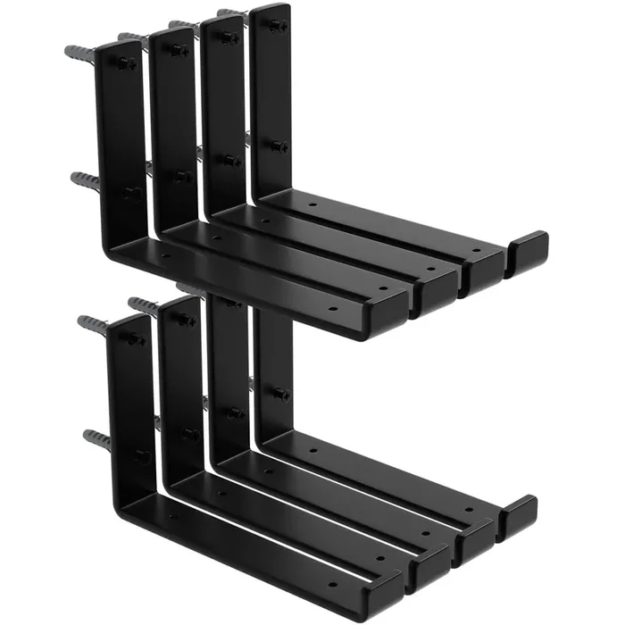 Isoker 8 Pack – 9.25‘L X 6‘H X 1.5‘W Shelf Bracket, 1/5” Thick Iron Metal Wall Floating Shelf Bracket, Rustic Industrial J Lip Shelf Bracket