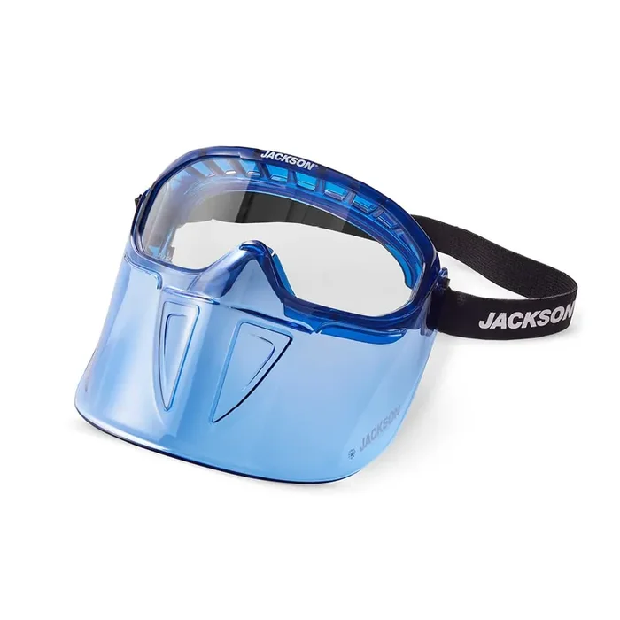 Jackson Safety Gpl500 Premium Goggle With Detachable Face Shield – Anti-Fog Coating – Clear Lens – Blue – 21000