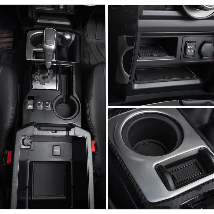 Jdmcar Premium Cup Holder, Console, And Door Pocket Inserts Kit Compatible With 2023 Toyota 4Runner 2010-2019 2020 2021 2022 – Custom Liner Accessories (2 Row, Black Trim)-27Pc Set
