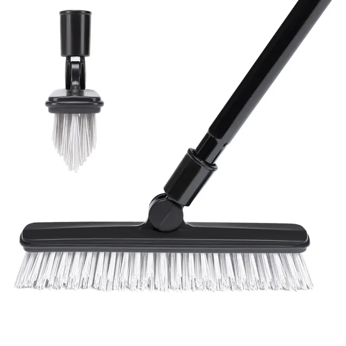 Jehonn 2 Pack Grout Brush With Long Handle 50 Inches, Swivel Floor Scrub Broom, Tile Scrubber For Cleaning Bathroom Shower Corner Kitchen Patio Baseboard