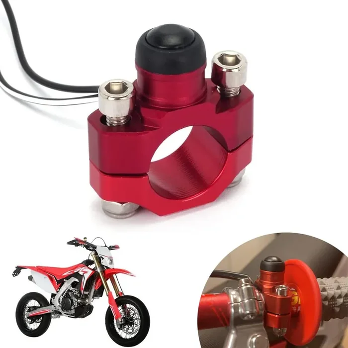 Jfg Racing Cnc Universal Motorcycle Engine Stop Start Kill Switch Button With Mounting Backplate For For Cr125 Crf250 Crf450 Xr250 – Red