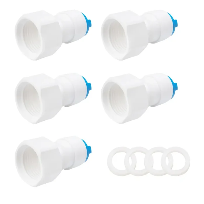 Jiuwu 1/2″ Female To 3/8″ Od Quick Connect 5 Pcs Hose Adapter Plastic Female 1/2″ To 3/8″ Tube Quick Connector Fitting For Ro Water Valve/Hose