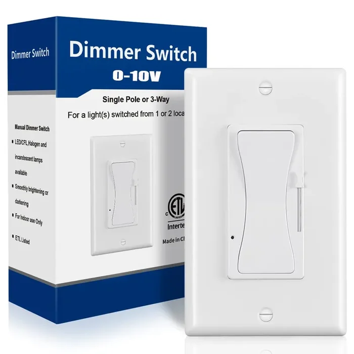 Keygma 0-10V Led Dimmer Switch, Low Voltage Dimmer Switch For Dimmable Led Lights, Cfl, Halogen And Incandescent Bulbs, Single-Pole Or 3-Way, Wallplate Included, Etl Listed (White, 1 Pack)