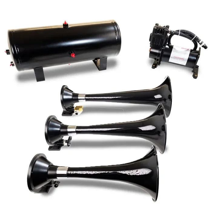 Kleinn Air Horns Hk7 Complete Triple Train Horn System – Black