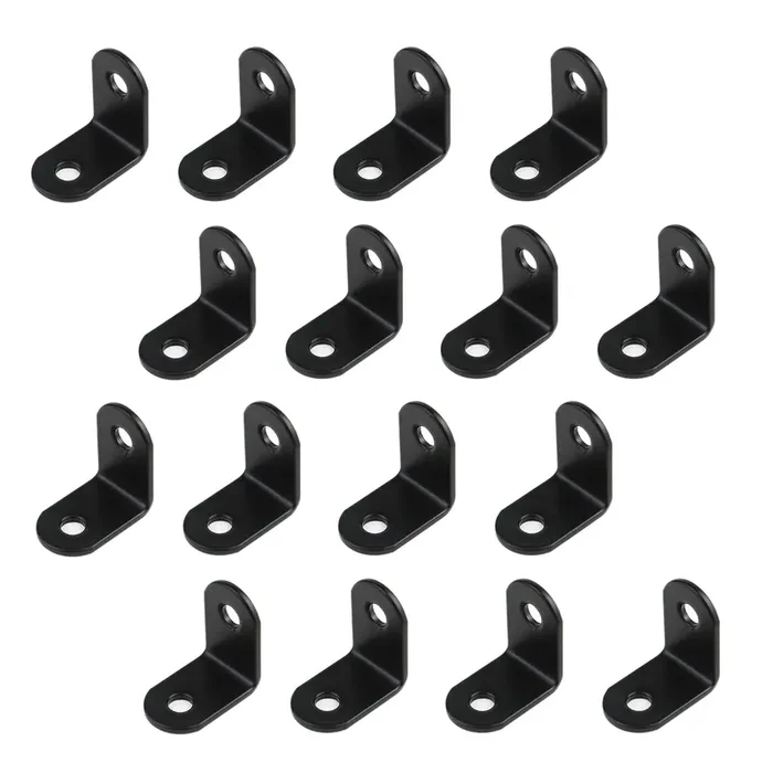 L Bracket Corner Brace Joint Right Angle 90 Degree Fastener Wood Support For Shelves Braces Mounting Brackets With Screws For Furniture Chairs Wooden Hardware Brackets 16Pcs Elimeta (Black 1Inch)