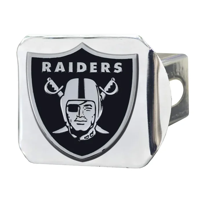 Las Vegas Raiders NFL Chrome Hitch Cover with Chrome Team Logo by FANMATS – Unique 3-D Team Logo Molded Metal Design – Easy Installation on Truck, SUV, Car – Ideal Gift for Die Hard Football Fan