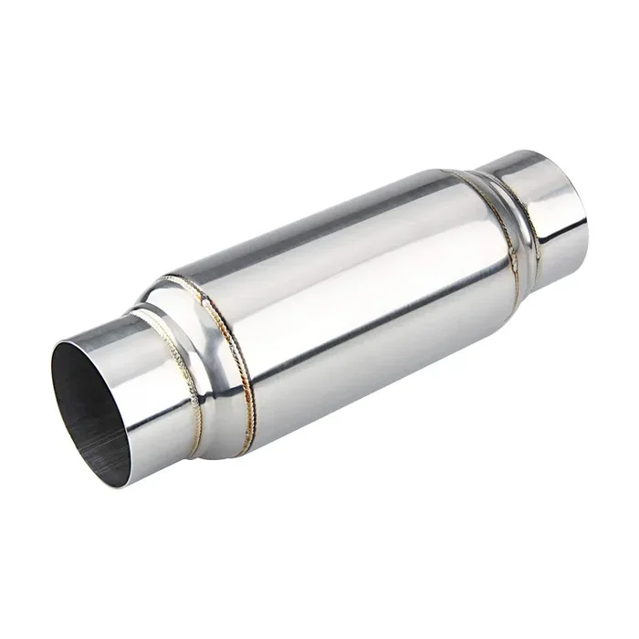 Lcgp 3‘ Inlet Universal Resonator, 3‘ Outlet 12‘ Overall Length Stainless Steel Performance Muffler, Polished, Straight Through Design, Deep Tone