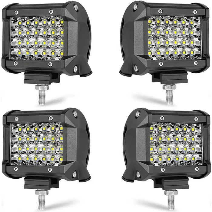 Led Tractor Lights,Muvkqc 4Pcs 72W 4Inch Led Light Pods 12V-60V 12000Lm Square Led Work Light Pods For Trucks Off Road Car Atv Utv Suv Golf Cart Forklift