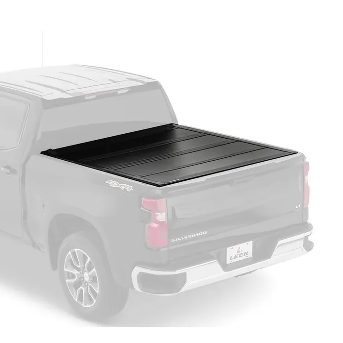 Leer Hf650M Quad-Folding Truck Bed Tonneau Cover, Fits Chevy Silverado And Gmc Sierra, Years 2019-2024, 5‘8 Truck Bed, Black