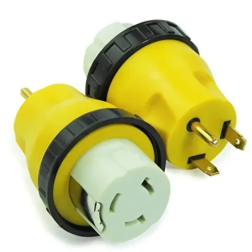 Leisure Cords 30A Male To 50Amp Female Twist Adapter Rv Locking Power Cord Male To Female Camper Generator Cable Adapter Electrical Converter Plug (30A Male To 50A Female)