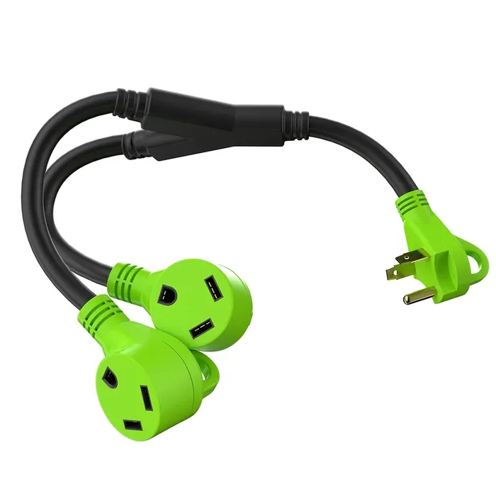 Leisurecords 24‘‘ Rv Y Adapter Cord 30 Amp Male Plug To Two 30 Amp Female 2.5 Feet With Handle