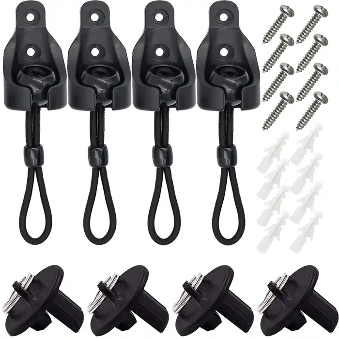 Lihopefe New Bungee Kit + End Cap, Universal Replacement Installation Accessories For Indoor/Outdoor Sunshade And Roller Blinds (2 Set, Black)