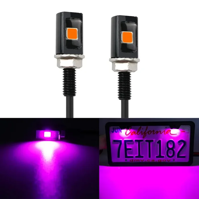 Livtee Super Bright License Plate Light, 12V License Tag Screw Bolt Accessories, Waterproof Black Aluminium Light Holder, Legal For Car Motorcycle Truck Rv Atv Bike, Purple(2Pcs)