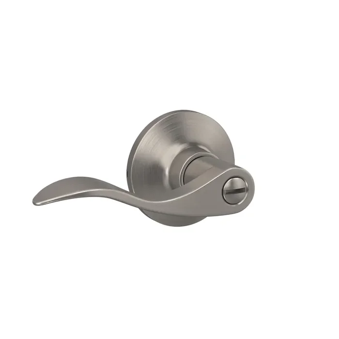 Lock Scout Wave Lever With Round Trim Bedroom And Bathroom Door Handle, Satin Nickel Finish