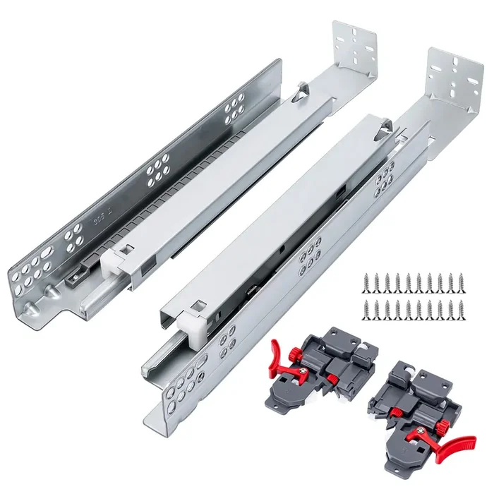 Lontan 1 Pair Undermount Soft Close Drawer Slides 21 Inch Full Extension Drawer Glides With 3D Adjustable Lock Device And Rear Mounting Brackets,Concealed Bottom Mount Rails 100 Lb Capacity
