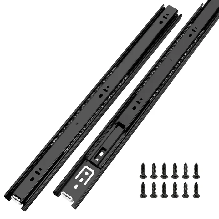 Lontan 6 Pairs Full Extension Ball Bearing Drawer Slides 20 Inch Side Mount Cabinet Rails Tool Box Trash Can Glides Black Heavy Duty Kitchen Drawer Runners 100Lb Capacity