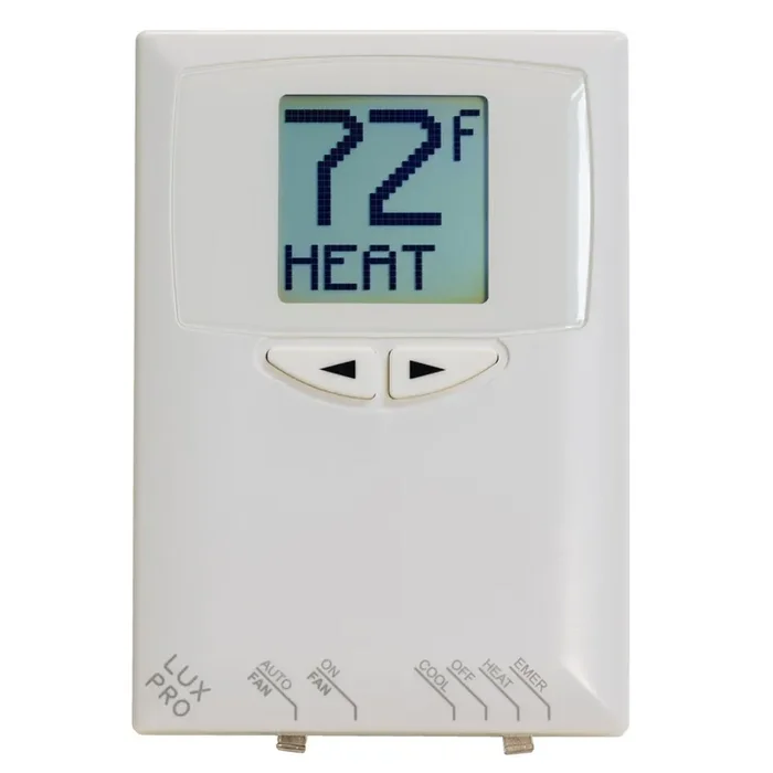 LUX Non-Programmable Thermostat PSDH121B for Heat Pump, 2 Heat 1 Cool, Batteries Included, White