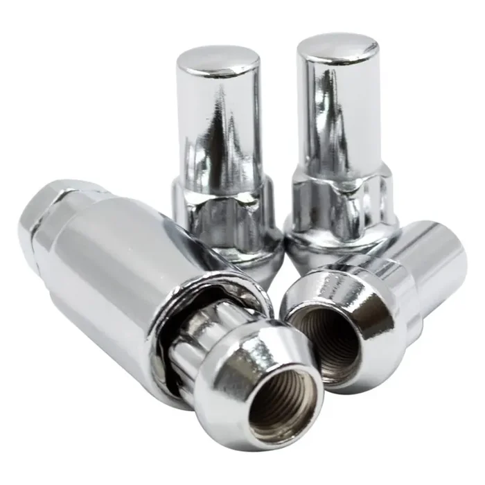 M12 1.75 12X1.75 Thread Closed End Bulge 1.90‘ Long Locking Wheel Lug Nuts Lock Chrome Dual Hex Key 13/16‘ And 3/4‘ Fits 1997 To 1999 Ford F150 Navigator